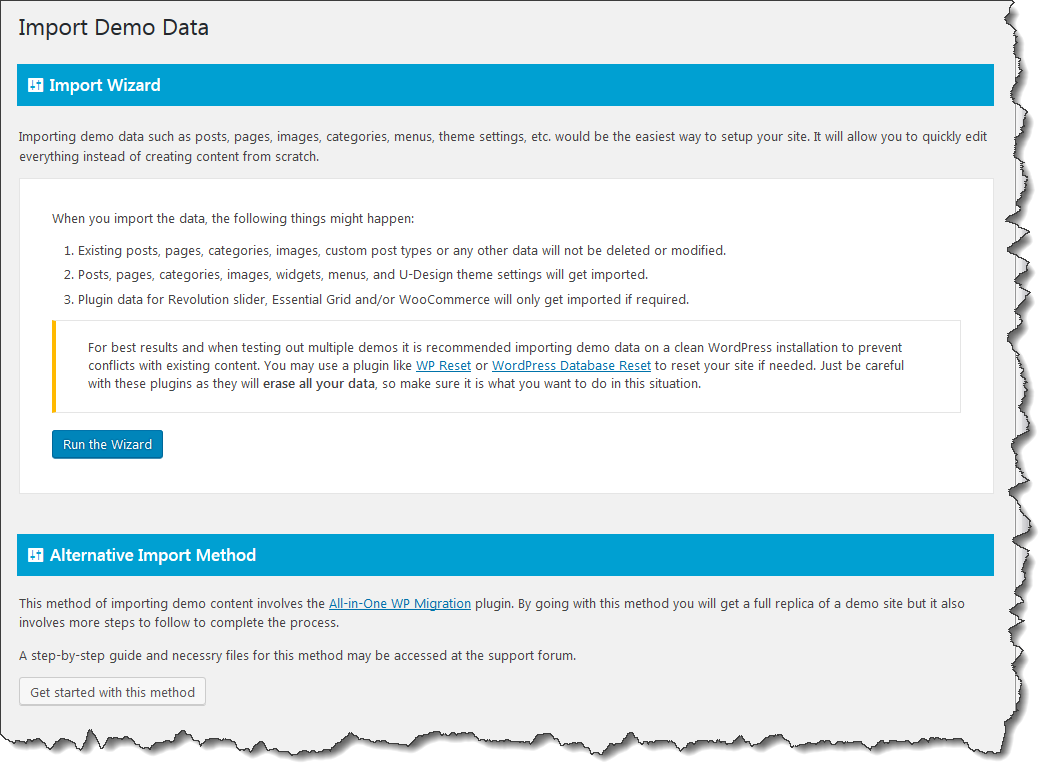 import demo content page